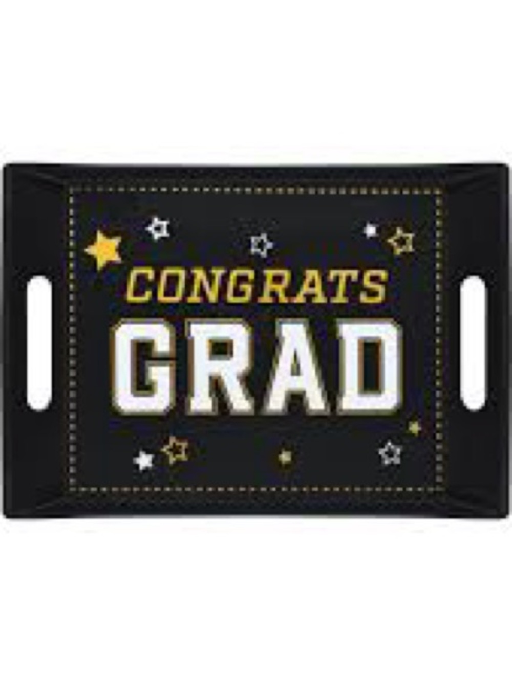 Congrats Grad Melamine Serving Platters - Black & Gold